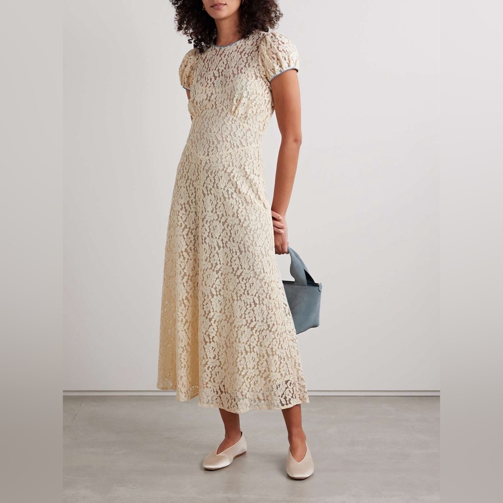 Doen Cream Lace Midi Dress